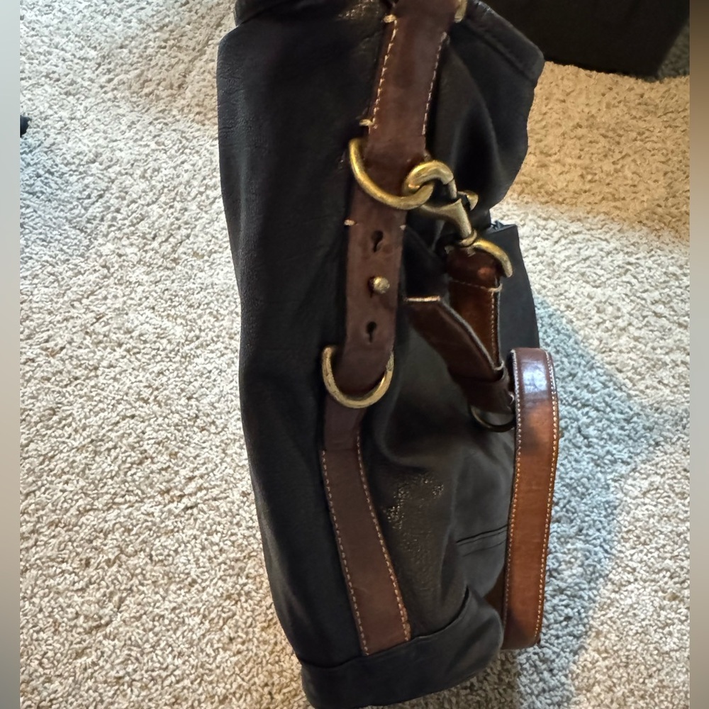 Coach Rare Dark Brown and Black Leather Convertible Shoulder Bag - Picture 8 of 14